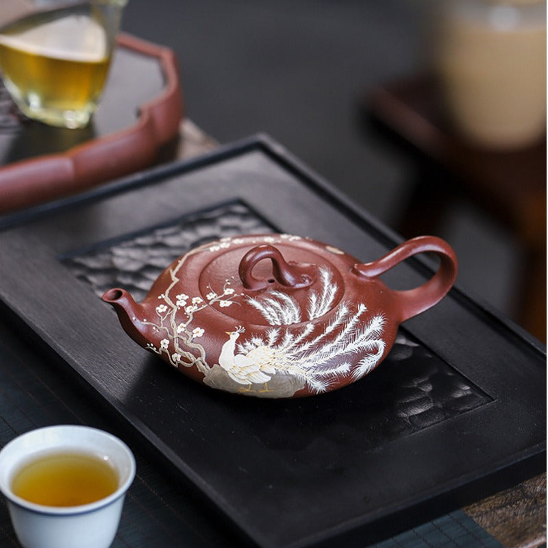 Full Handmade Yixing Zisha Teapot [Beautiful Feather] (Zi Ni - 230ml) - YIQIN TEA HOUSE | yiqinteahouse.com | 200-300ml, full handmade zisha teapot, teapot, teaware