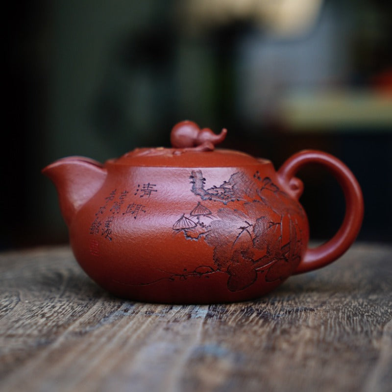 Full Handmade Yixing Zisha Teapot [Good Fortune & Prosperity Pot] (Zhu Ni - 200ml)