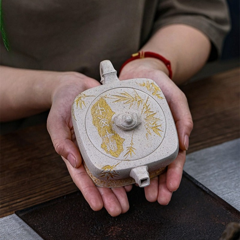 Théière Yixing Zisha entièrement faite à la main [Enjoy] (Bai Duan Ni - 280 ml)