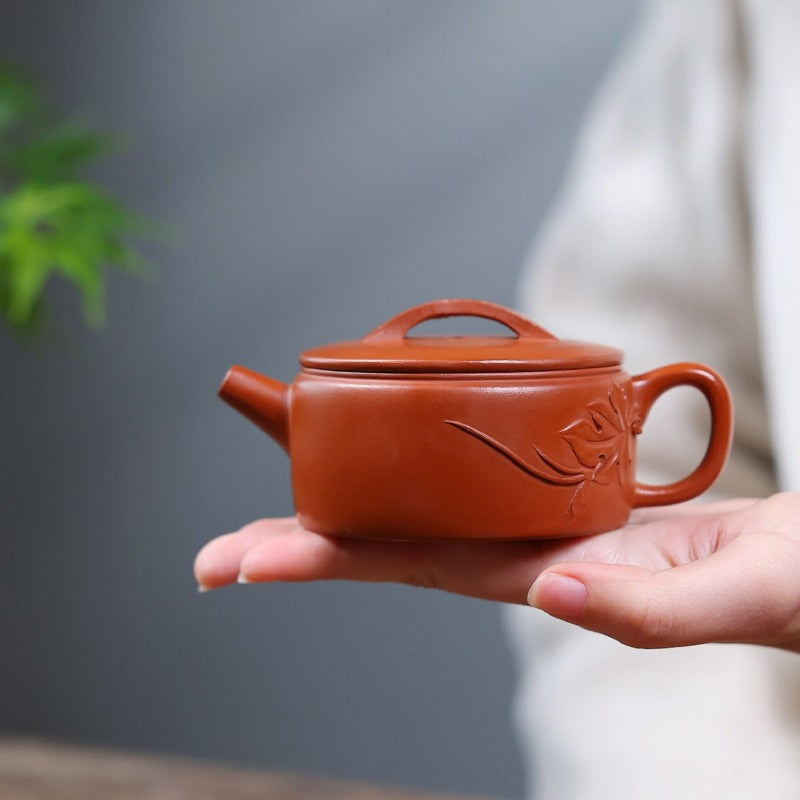 Théière Yixing Zisha [Feuilles de pêcher Hanwa] (Zhao Zhuang Zhu Ni - 150ml)