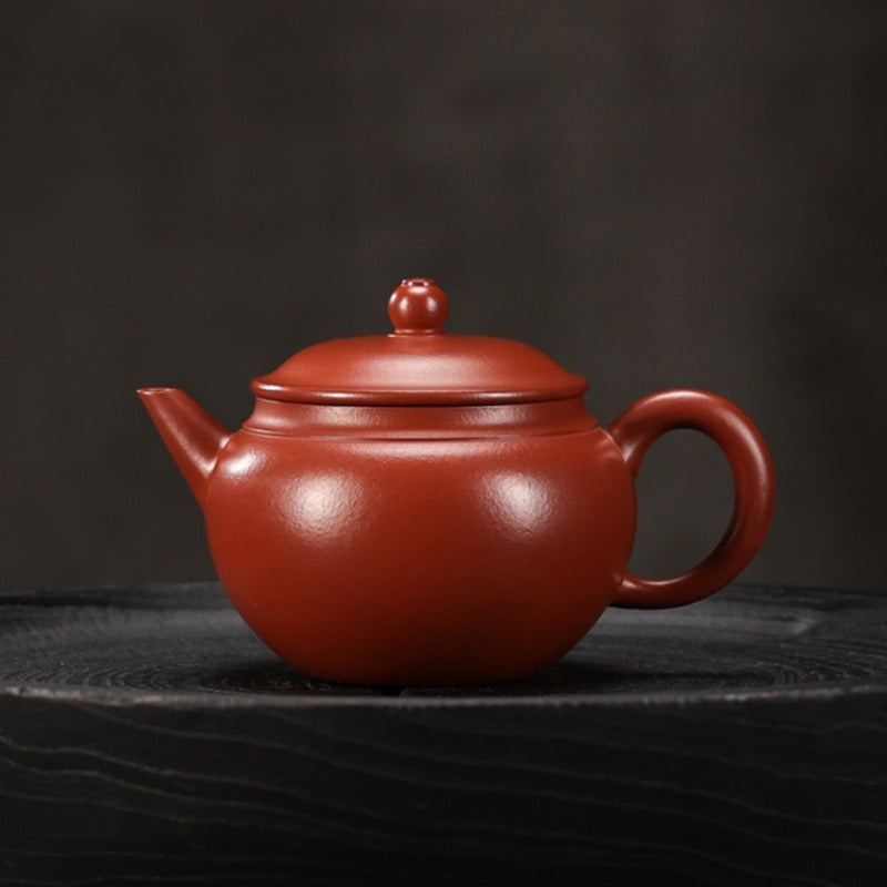 Vollständig handgefertigte Yixing-Zisha-Teekanne [Wide-mouthed Shui Ping] (Dahongpao - 220 ml)