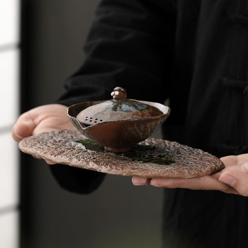 Kiln Change Firewood Firing Handmade Ceramic Gaiwan / Hand-Grab Pot / Tea Tray - YIQIN TEA HOUSE | yiqinteahouse.com | ceramic teapot, gaiwan, tea tray, teapot, teaware