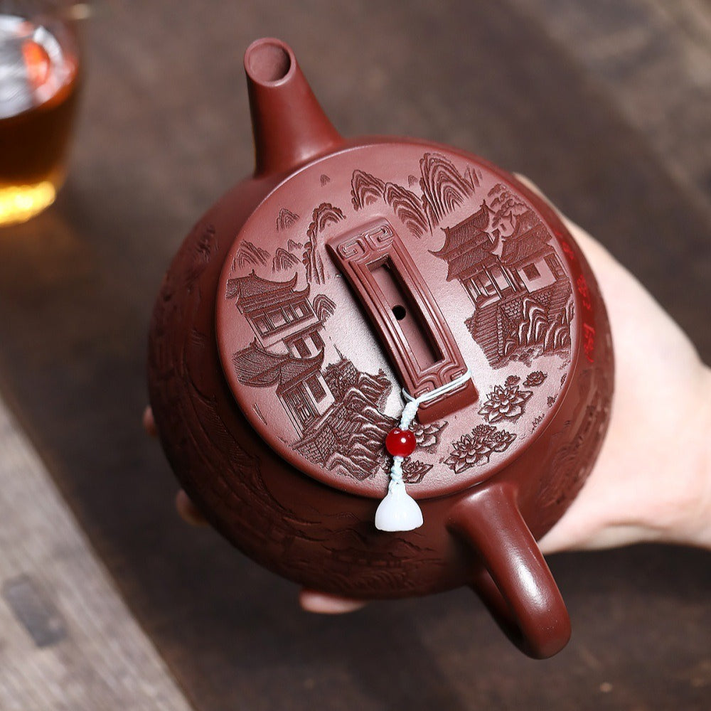 Yixing Zisha Teapot [Guan Jing Hanwa] (Hong Pi Long - 640ml)