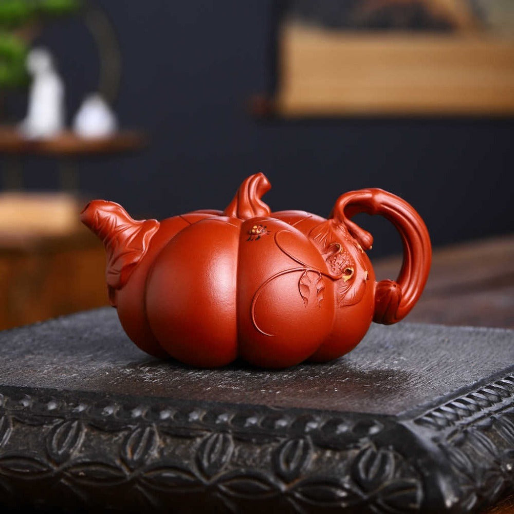 Full Handmade Yixing Zisha Teapot [Pumpkin Pot] (Qing Shui Ni - 280ml)