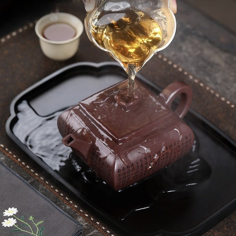 Théière Yixing Zisha entièrement faite à la main [Sifang Jun Zheng] (Tian Qing Zi Ni - 500 ml)