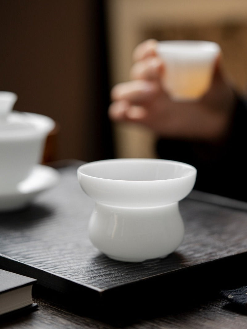Ice Jade White Porcelain Glazed Tea Strainer [Yuan Zu]