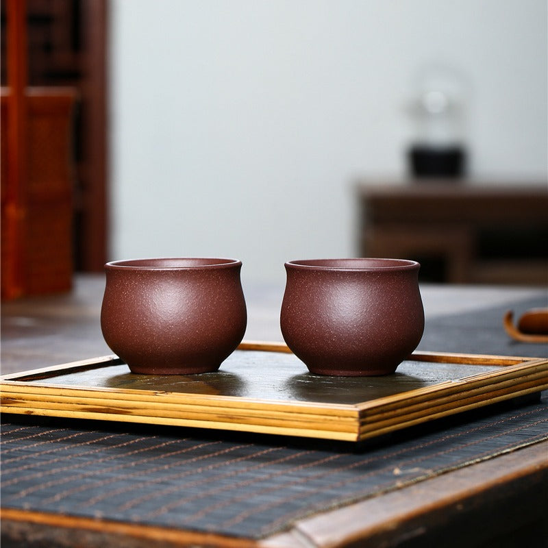 Yixing Zisha Tea Cup [Gao Pan] Di Cao Qing 110ml