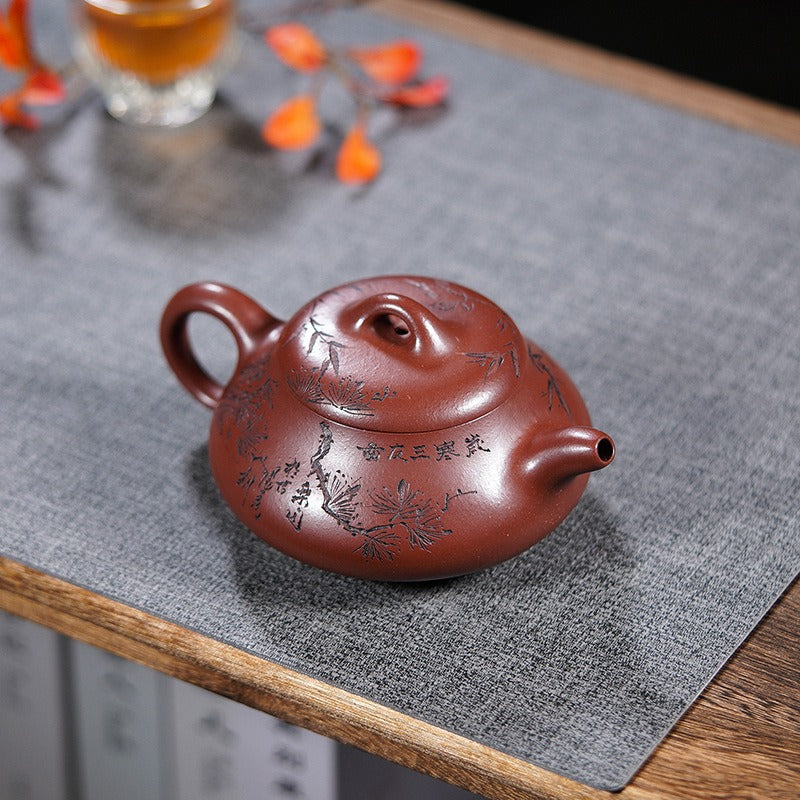 Vollständig handgefertigte Yixing-Zisha-Teekanne [Hantang Shi Piao] (Di Cao Qing - 280 ml)