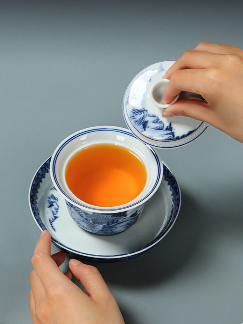 Ancient Celadon Style Ceramic [Jinxiu Heshan] Sancai Gaiwan Set 190ml