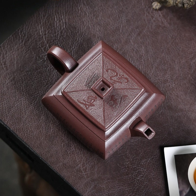 Théière Yixing Zisha entièrement faite à la main [Sifang Jun Zheng] (Tian Qing Zi Ni - 500 ml)