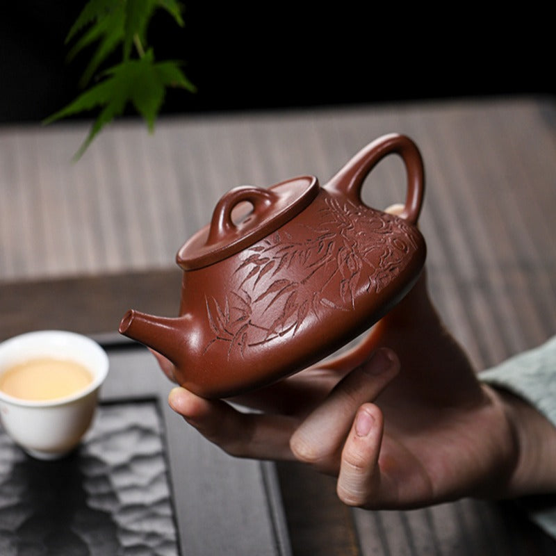 Full Handmade Yixing Zisha Teapot [Bamboo Happiness] (Hong Pi Long - 240ml) - YIQIN TEA HOUSE | yiqinteahouse.com | 200-300ml, full handmade zisha teapot, teapot, teaware