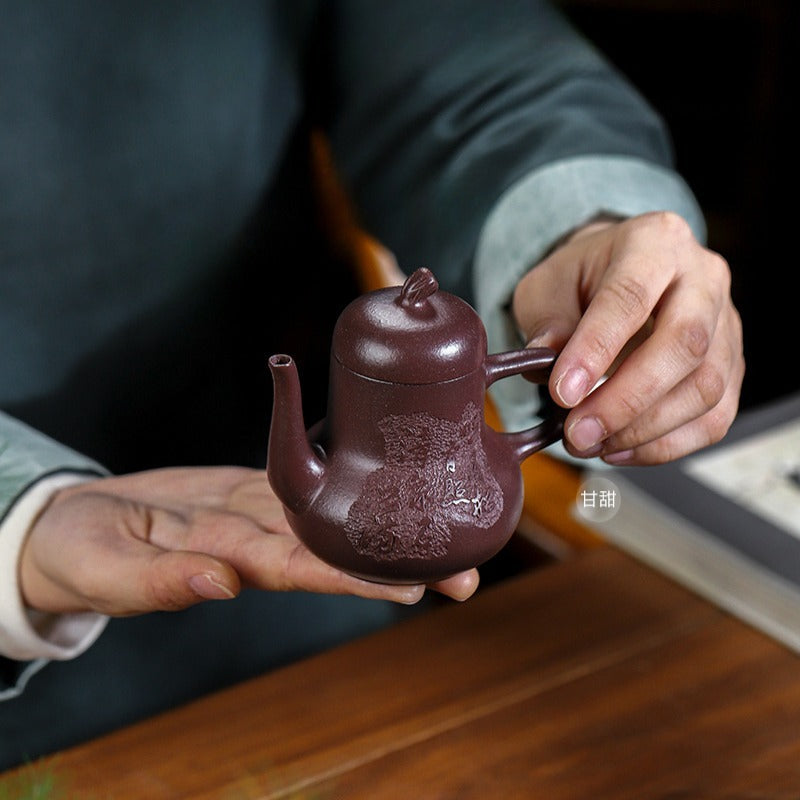 Full Handmade Yixing Zisha Teapot [Qing Feng Ming Yue] (Zi Ni - 170ml) - YIQIN TEA HOUSE | yiqinteahouse.com | <200ml, full handmade zisha teapot, teapot, teaware