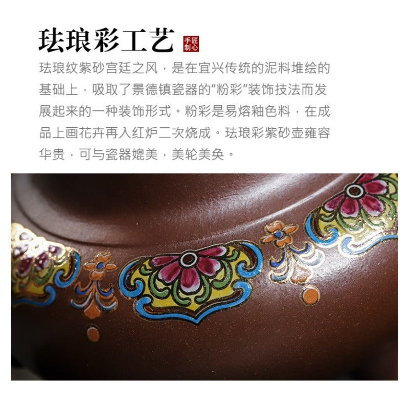 Tetera Yixing Zisha hecha a mano [Sanzu Fan Hua] (Jinsha Zi Ni - 350ml)