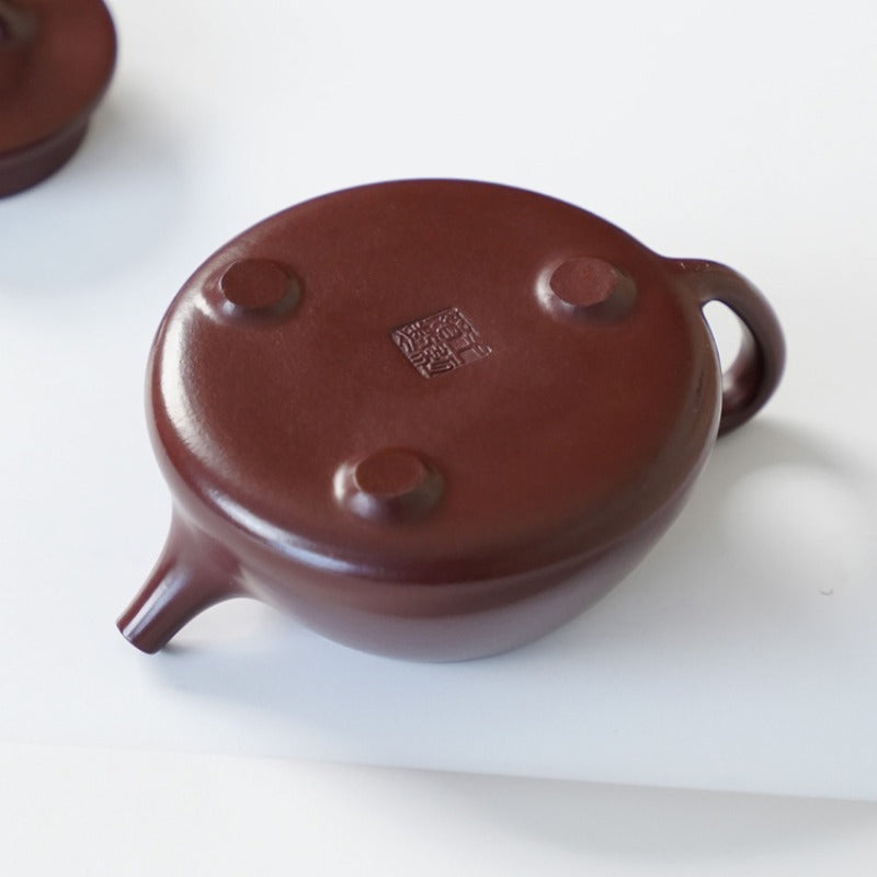 Full Handmade Yixing Zisha Teapot [Ping Gai Shi Piao Pot] (Zi Zhu Ni - 170ml)