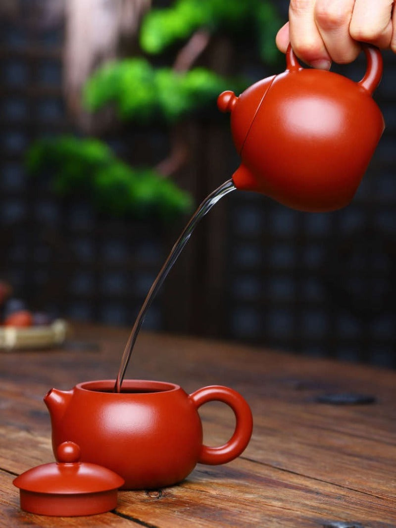 Petite théière Yixing Zisha entièrement faite à la main [De Zhong / Xishi / Oeuf de dragon] (Dahongpao - 100/140/140 ml)