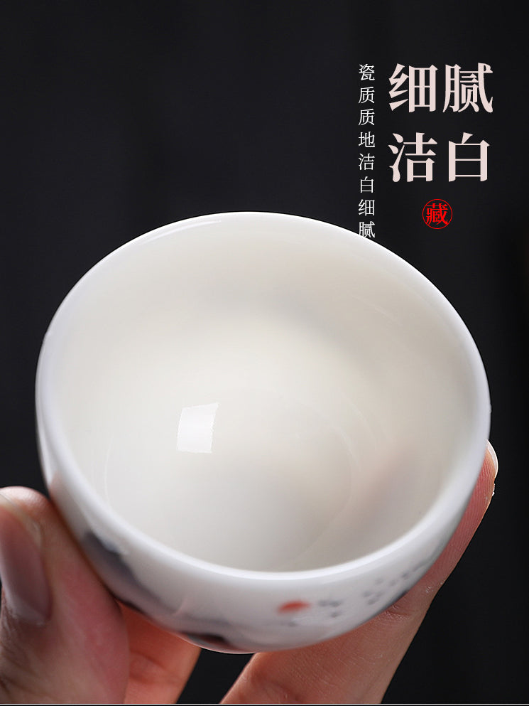 Mutton Fat Jade White Porcelain Tea Cup [Sunrise] 60ml