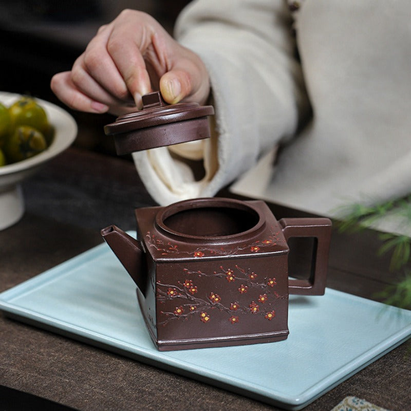 Full Handmade Yixing Zisha Teapot [Sifang Pin Xiang] (Di Cao Qing - 350ml)