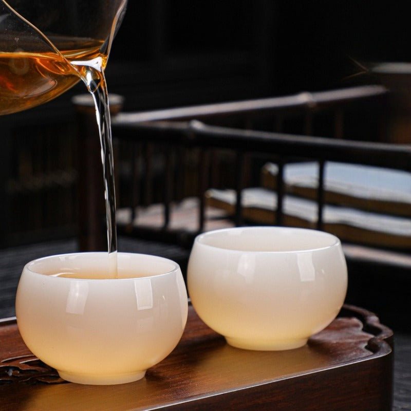 Eisjade-Weißporzellan glasiert kleine Teetasse 30-65ml