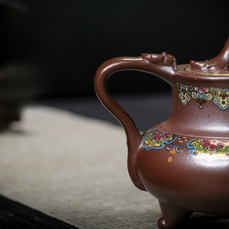 Tetera Yixing Zisha hecha a mano [Sanzu Fan Hua] (Jinsha Zi Ni - 350ml)