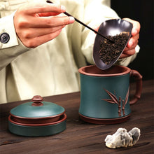 Load image into Gallery viewer, Yixing Zisha Tea Mug with Filter [Bamboo Breeze] 460ml

