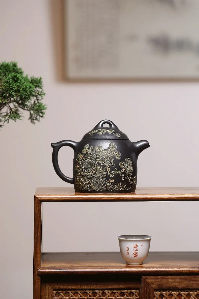 宜兴紫砂茶壶【秦权】（石黄- 420ml）