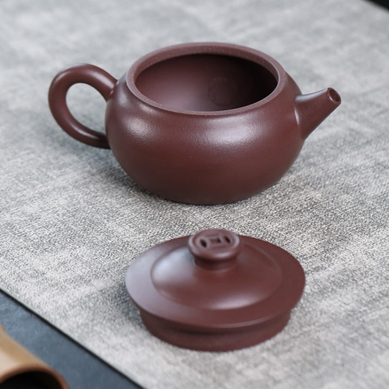 全手工宜兴紫砂茶壶 [财源滚滚壶] (紫泥 - 180ml)