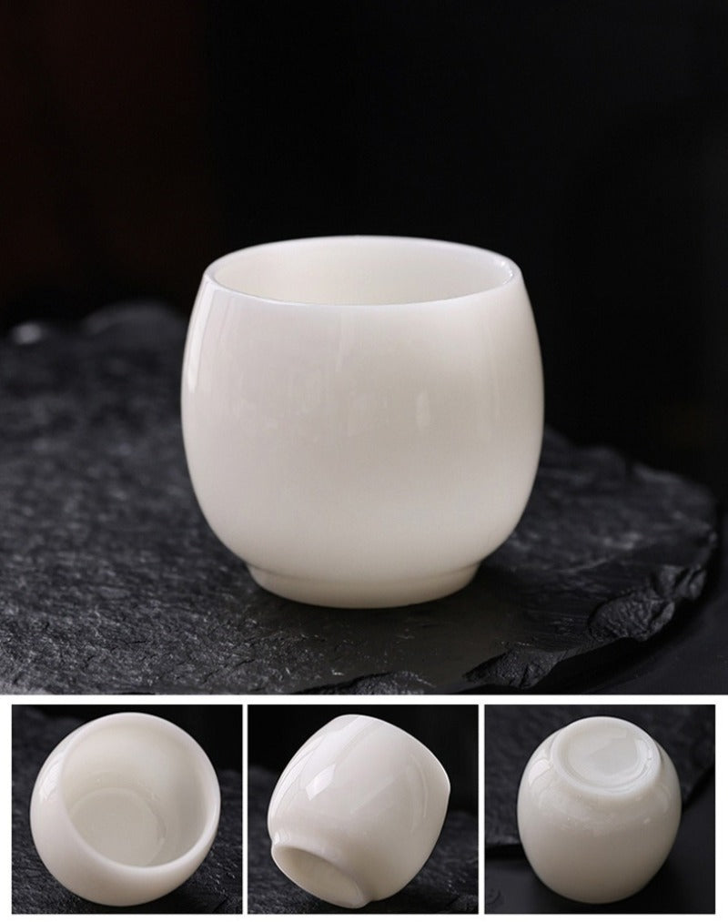 Tazza da tè Master in porcellana bianca giada di ghiaccio smaltata 80-110ml