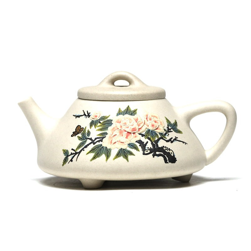 Full Handmade Yixing Zisha Teapot [Flowers Collection] 1 Pot 4 Cups Set (Bei Duan Ni - 245ml)