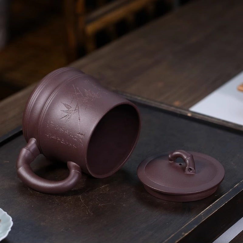 Taza de té Yixing Zisha [Bambú auspicioso] (Lao Zi Ni - 450 ml)
