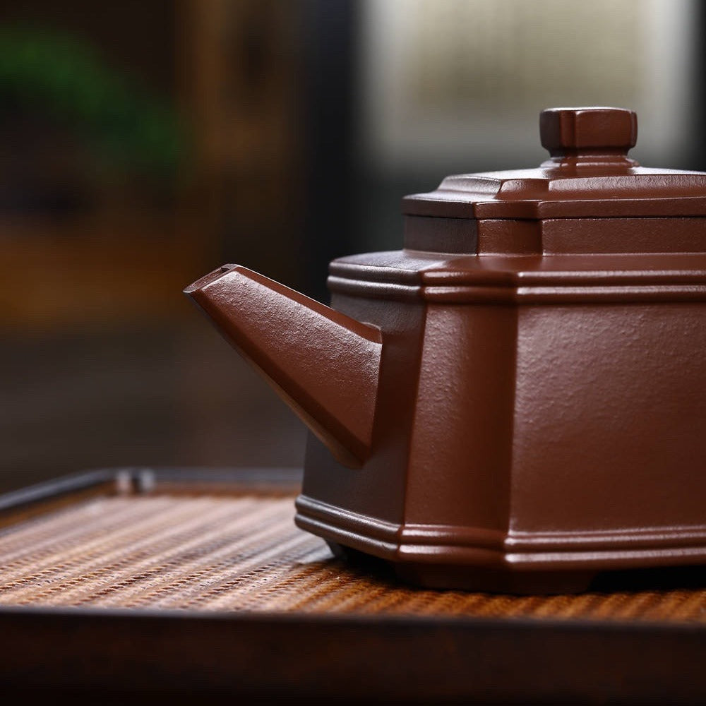 Full Handmade Yixing Zisha Teapot [Chou Jiao Sifang Pot] (Zi Ni - 330ml)