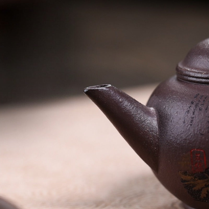 Théière Yixing Zisha entièrement faite à la main [Shui Ping Huai Gu] (30 Mu Tian Qing Zi Ni - 260 ml)