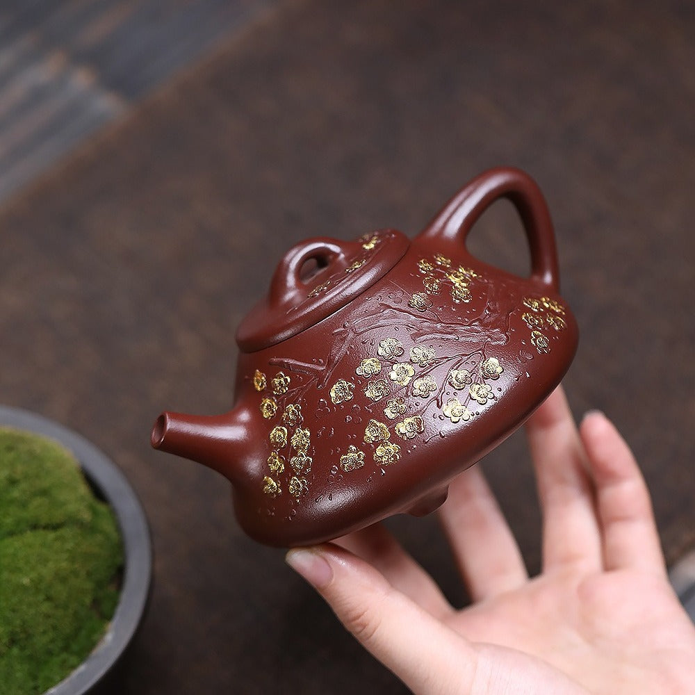 宜兴紫砂茶壶 [梅花子冶石瓢] (红皮龙 - 270ml)