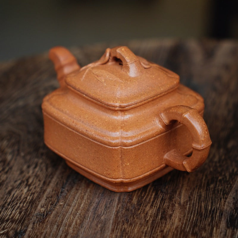 Full Handmade Yixing Zisha Teapot [Sifang Bamboo Pot] (Jiang Po Ni - 200ml)