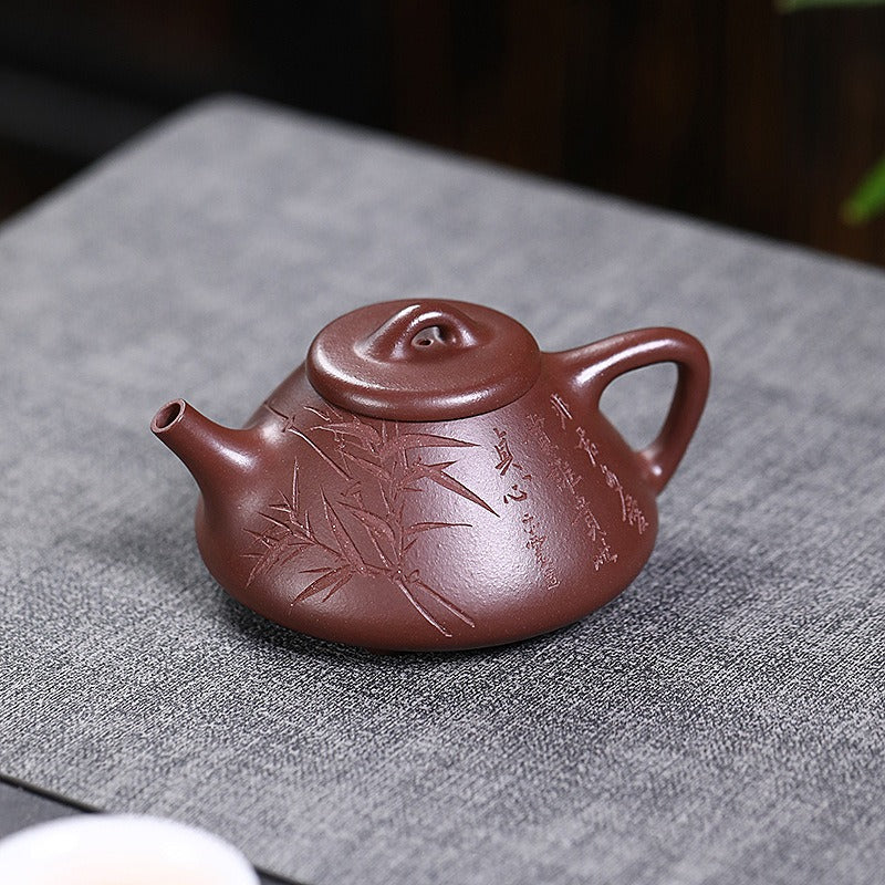 Yixing Zisha Teapot [Qingfeng Ziye Shi Piao] (Zi Ni - 180ml)