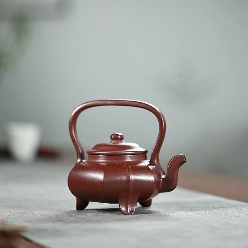 Yixing Zisha Teapot [Sanzu Tibi 三足提壁] (Zi Ni - 270ml)