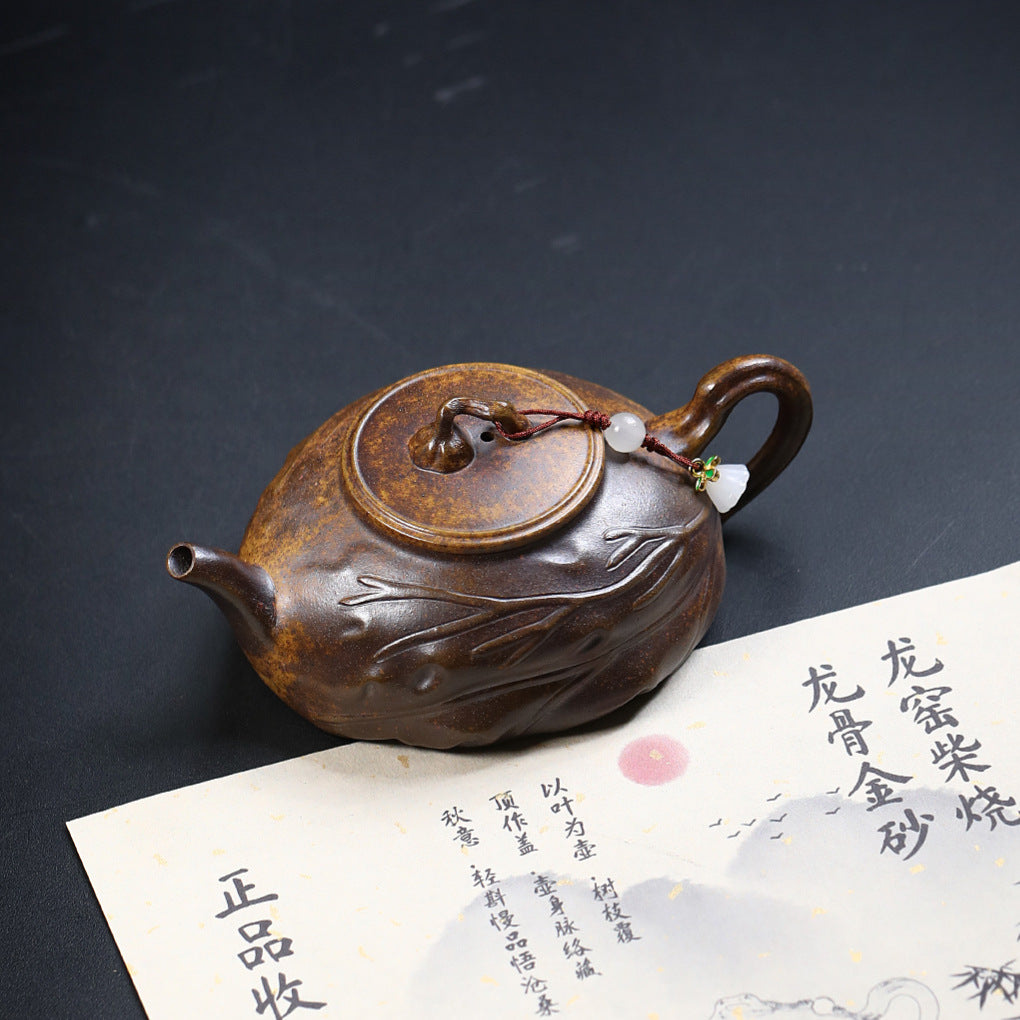 Théière Yixing Zisha [Yiye Zhiqiu] (Argile Jinsha cuite au bois de Longgu - 170 ml)