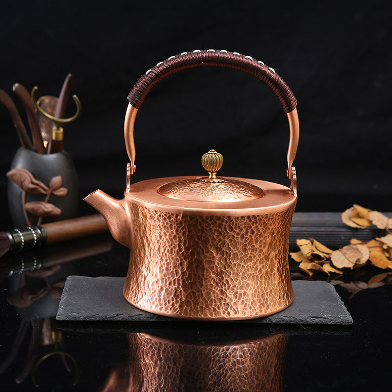 Luxury [Cylindrical Hammer Pattern] Copper Kettle 1.8L | 轻奢 [束腰锤纹] 手工捶打 铜壶烧水壶 1.8升