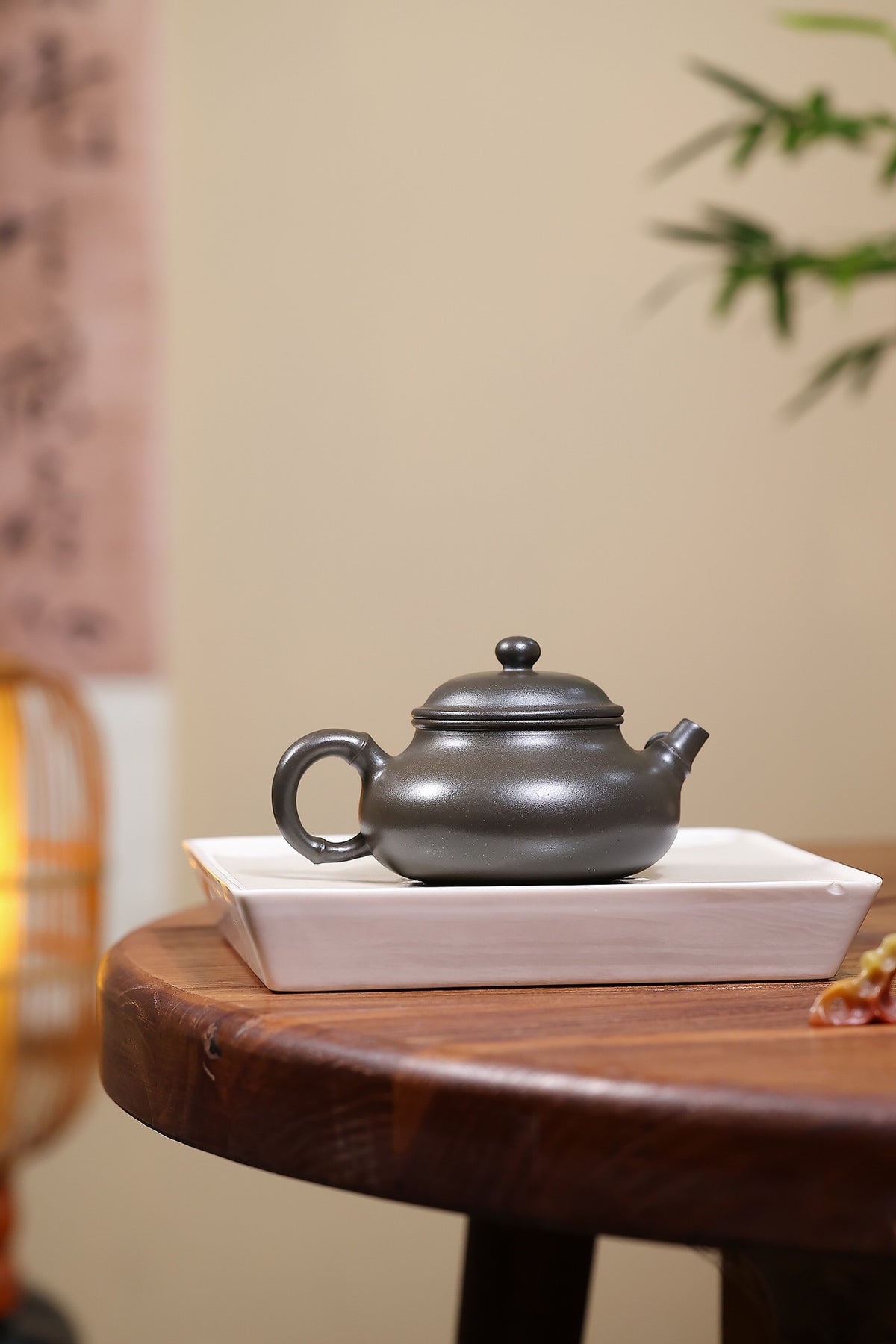 Yixing Zisha Teapot [Bamboo Leaf Rong Tian] (Reduction-fired Zhu Ni - 220ml)