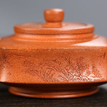 Load image into Gallery viewer, Yixing Zisha Teapot [Sifang Zhou Pan 四方周盘] (Hong Jiang Po Ni - 270ml)
