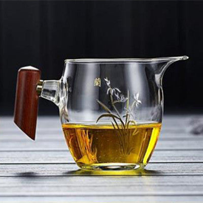 植物系 玻璃公道杯 带不锈钢滤网 350ml