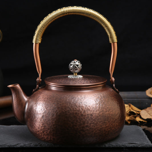复古中式铜烧水壶 手工捶打 [扁锤纹] 1.2升