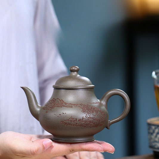 Yixing Zisha Teapot [Gao Pan Hu] (Xue Ke Qing - 300ml)