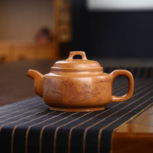 Full Handmade Yixing Zisha Teapot [Bafang Qiao Ding Pot] (Wucai Lao Duan Ni - 260ml)