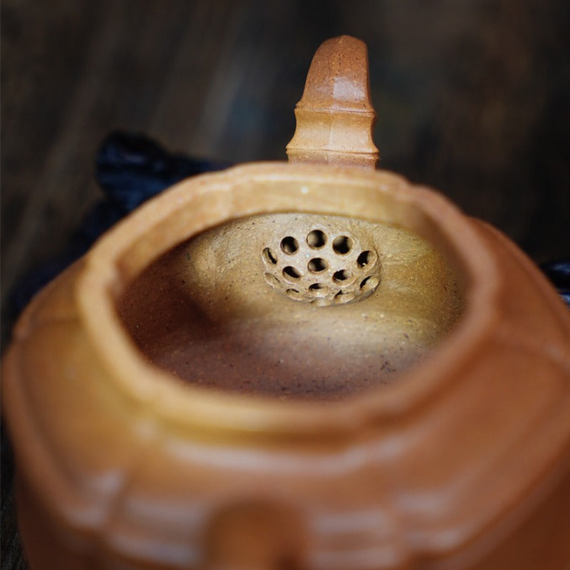 Full Handmade Yixing Zisha Teapot [Liufang Zhu Gu Pot] (Jiang Po Ni - 190ml)