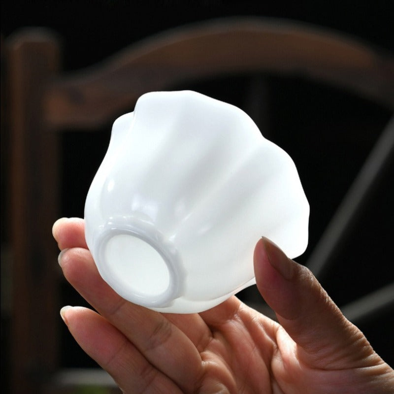 Ice Jade White Porcelain [Petals] Tea Cup 110ml