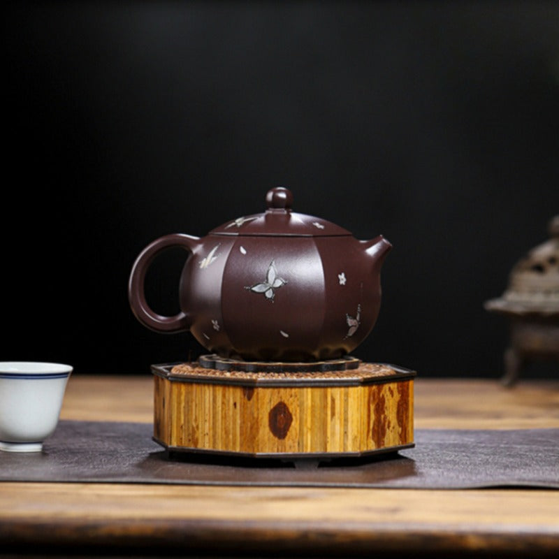 Full Handmade Yixing Zisha Teapot [Butterfly Xishi] (Zi Jia Ni - 460ml) - YIQIN TEA HOUSE | yiqinteahouse.com | >300ml, full handmade zisha teapot, teapot, teaware