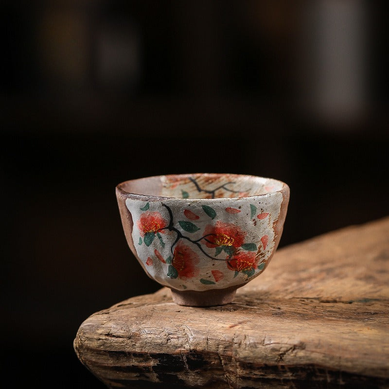 Firewood Fired Hand-painted Floral Ceramic Gaiwan / Fair Cup / Tea Cup - YIQIN TEA HOUSE | yiqinteahouse.com | ceramic teapot, fair cup, gaiwan, tea cup, teapot, teaware