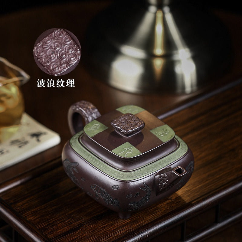 Full Handmade Yixing Zisha Teapot [Jiu Yu Xi Shui] (Zi Jia Ni - 400ml)