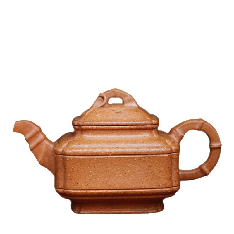 Full Handmade Yixing Zisha Teapot [Sifang Bamboo Pot] (Jiang Po Ni - 200ml)