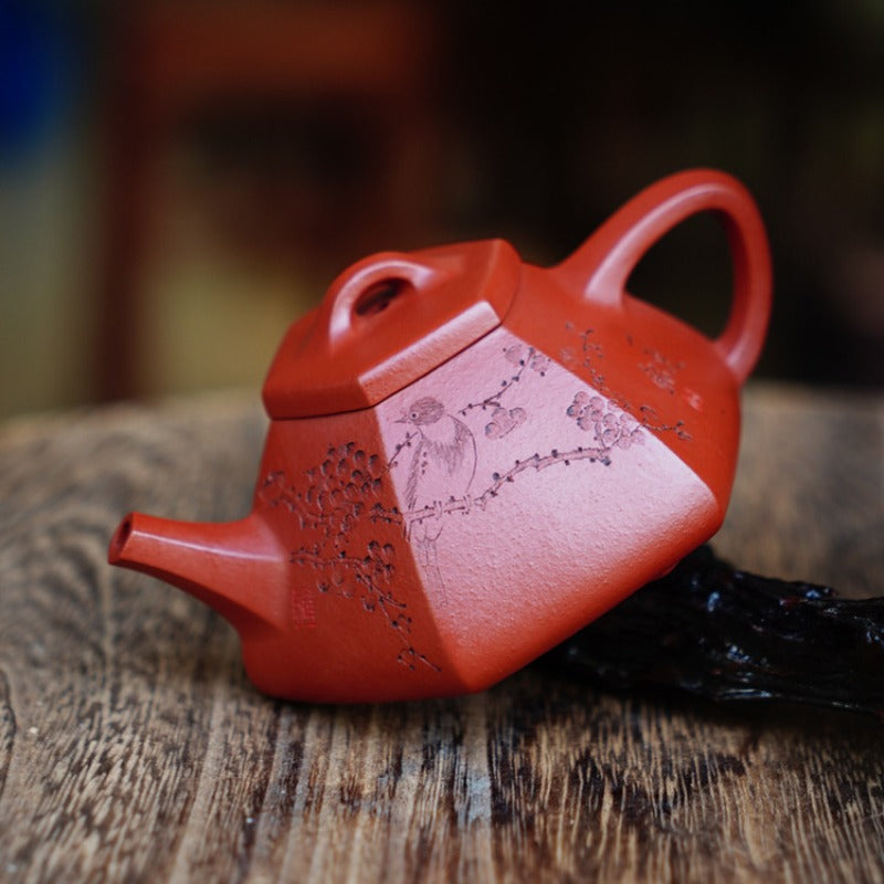 Full Handmade Yixing Zisha Teapot [Liufang Shi Piao Pot] (Zhu Ni - 120ml)